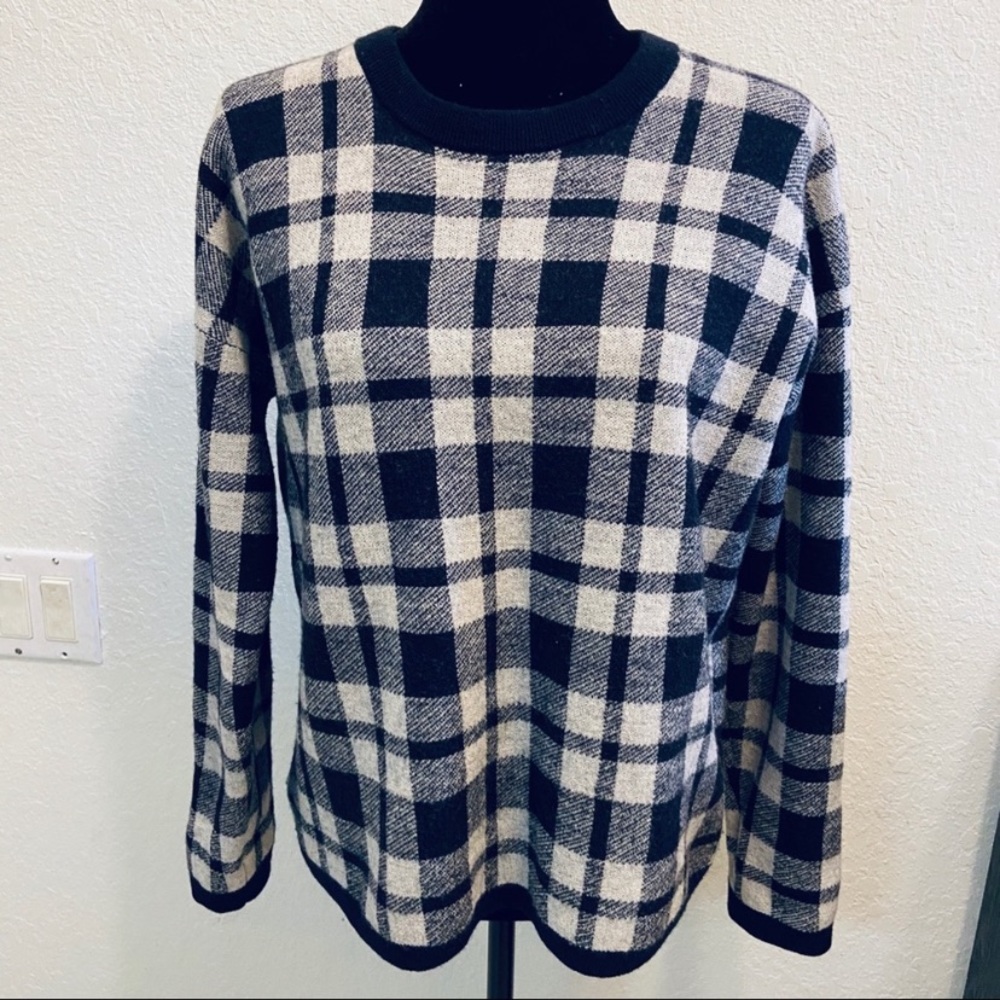 Madewell Merino Wool Button Gingham Sweater